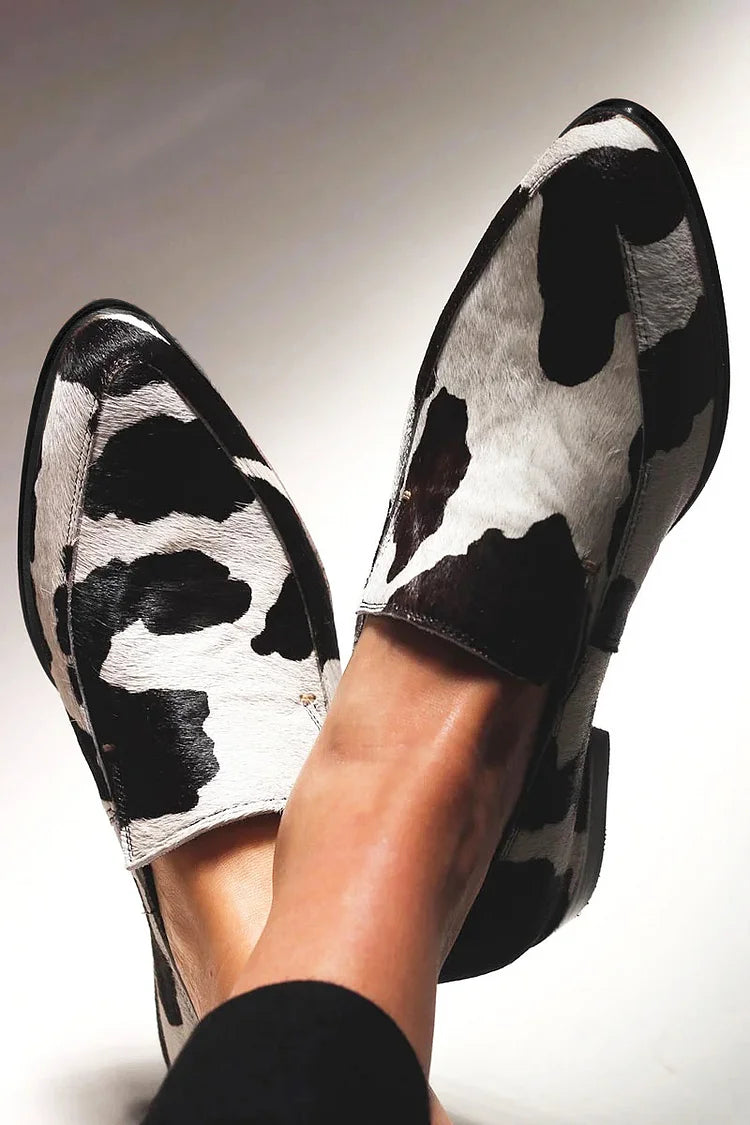 Elliot -Cow Print Slip-Ons