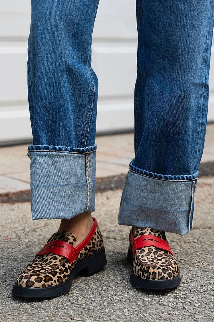 Sloane - Leopard Print Loafer With Red Detail