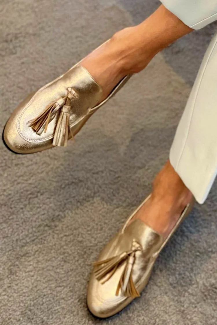Emman - Gold Mocassin With Tassels