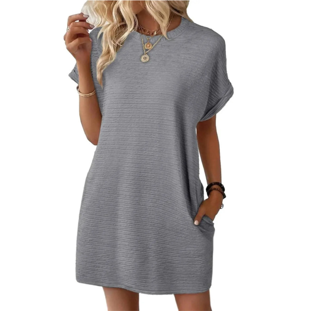 EVASHA – Casual Minimalist Round Neck Summer Dress