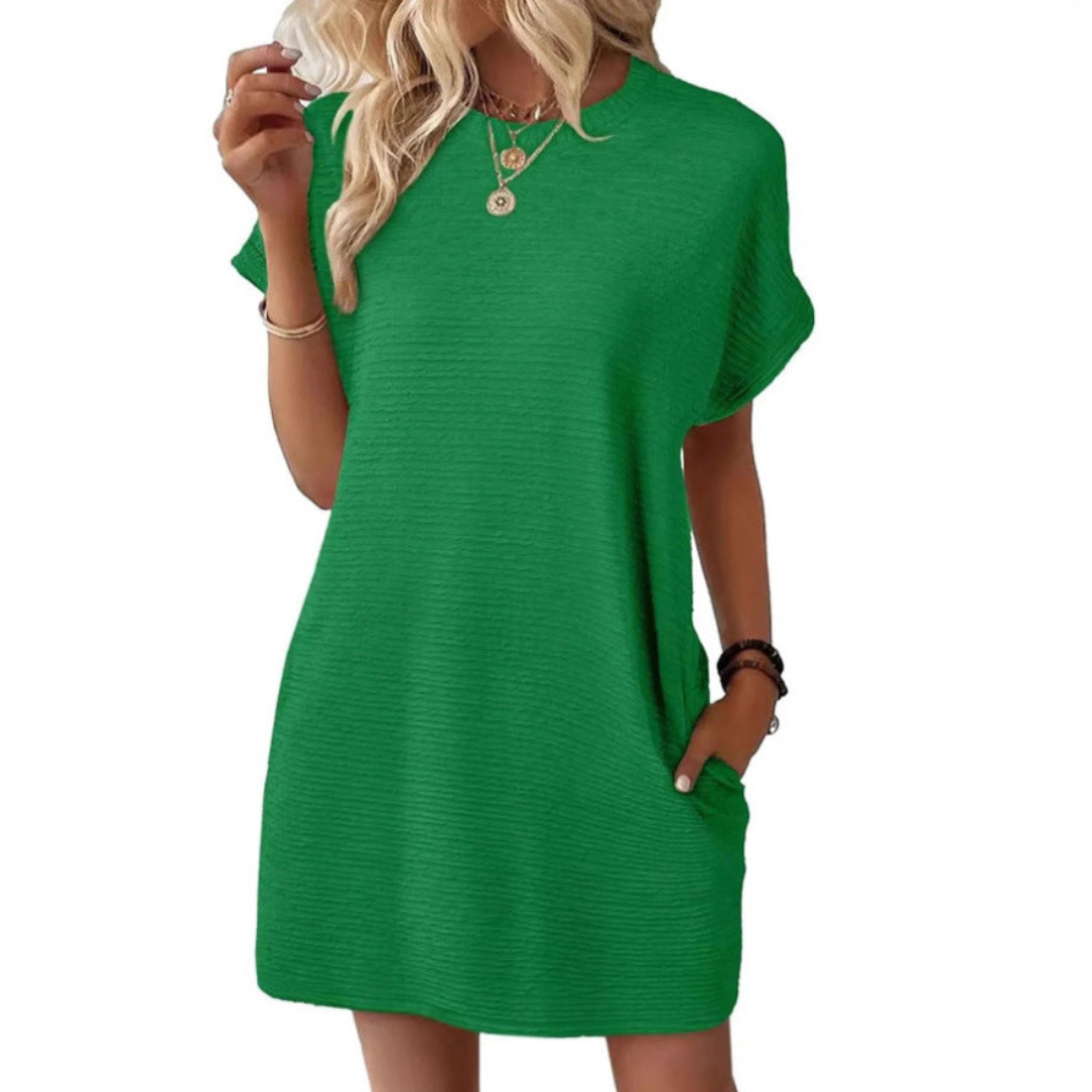 EVASHA – Casual Minimalist Round Neck Summer Dress