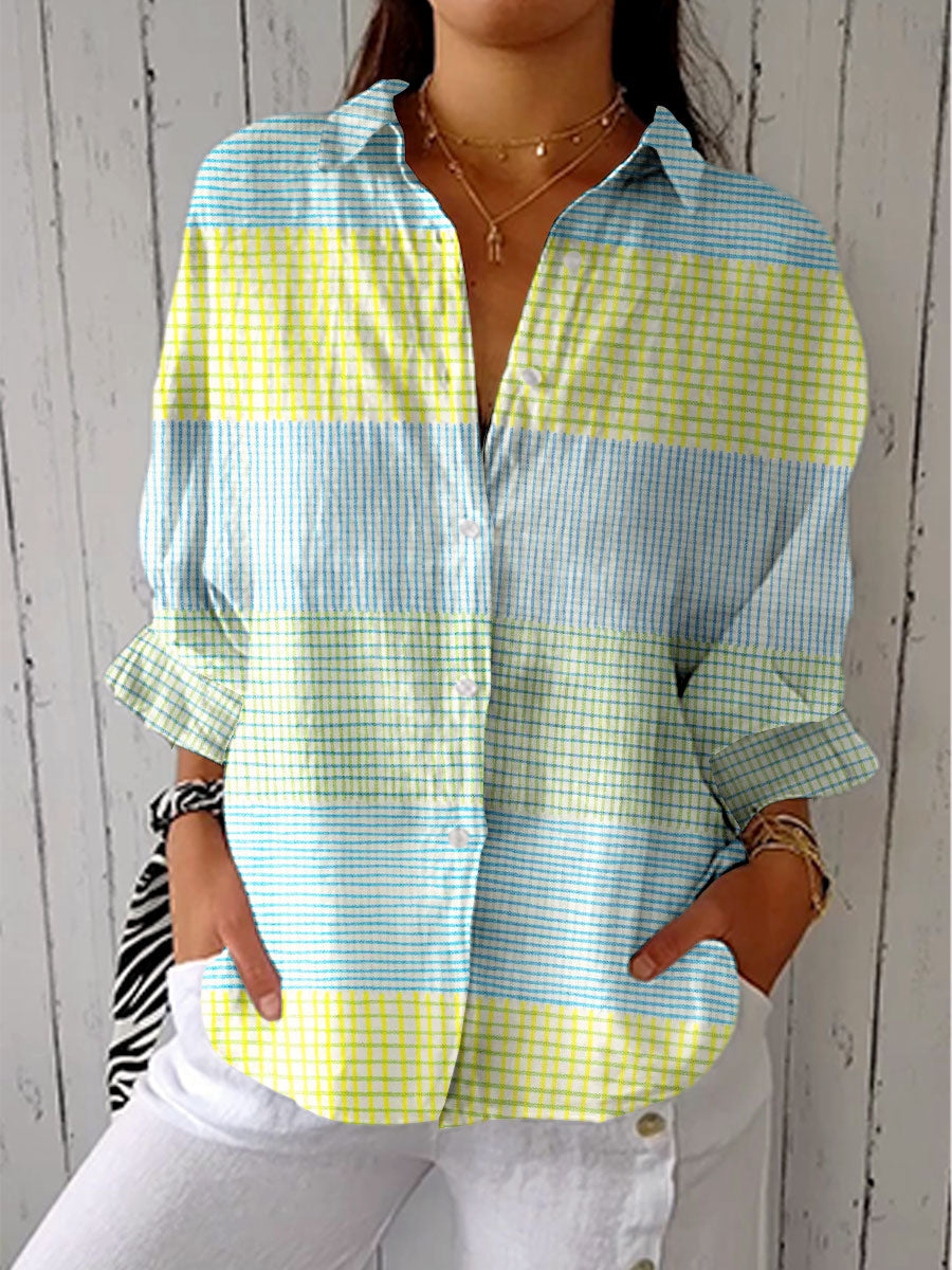 Hannah | Pastel Grid Blouse