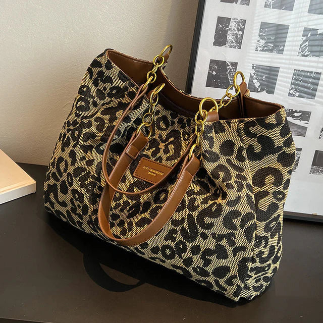 Selene - Chic Leopard Print Tote Bag