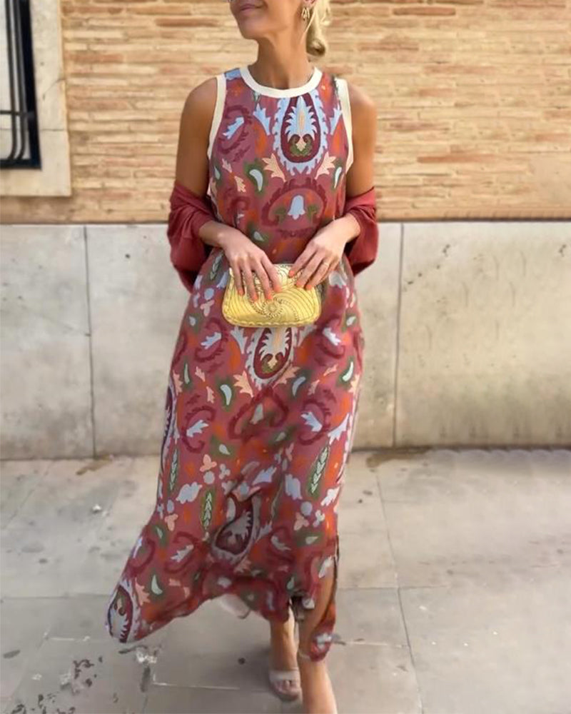 Solandra - Artistic Maxi Dress with Shawl