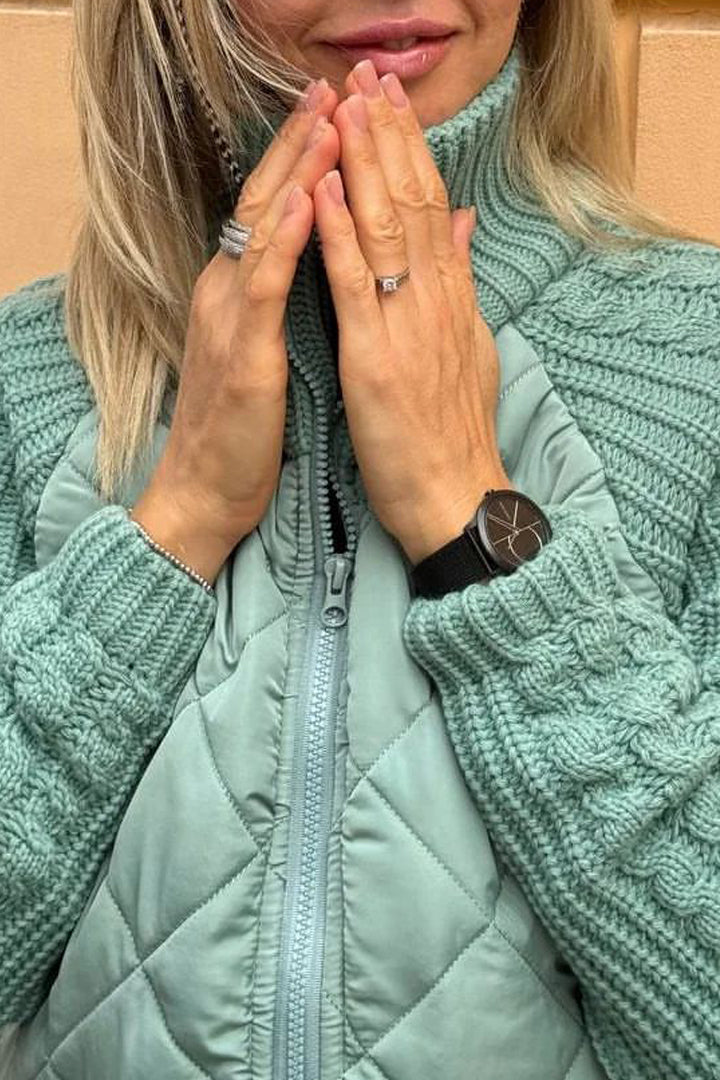 Maries - Quilted Knit-Sleeve Zip Jacket