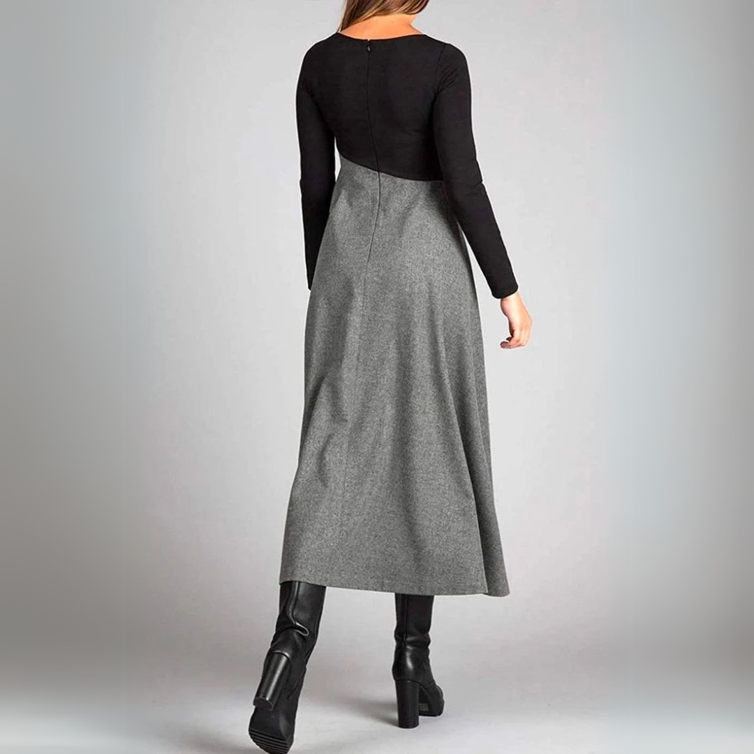 Astra - Two-Tone Long Sleeve Maxi Dress