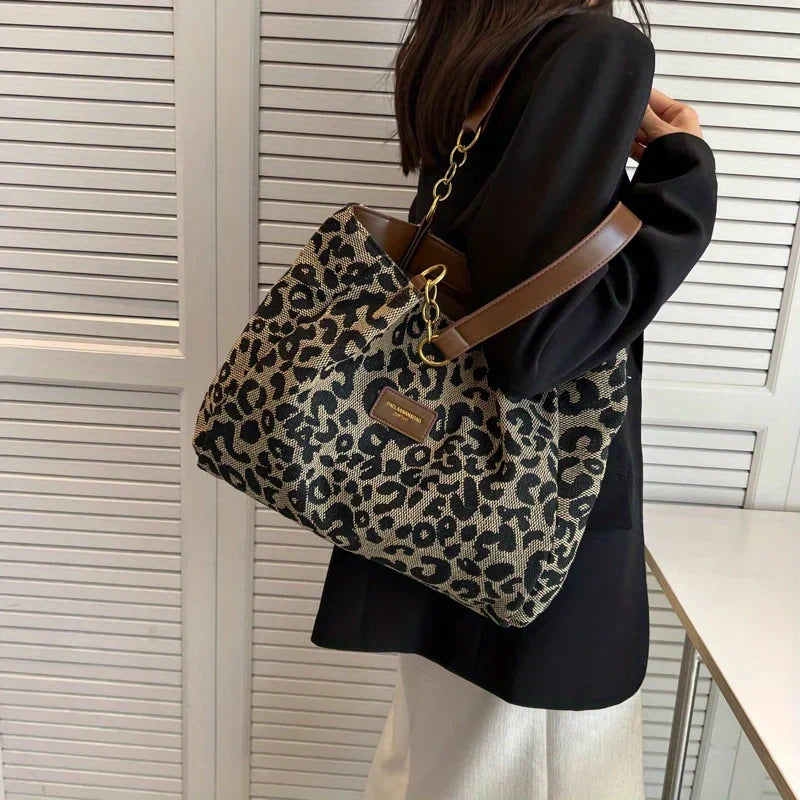 Selene - Chic Leopard Print Tote Bag