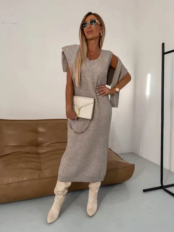 Elena - Knit Sweater Dress with Layered Versatility