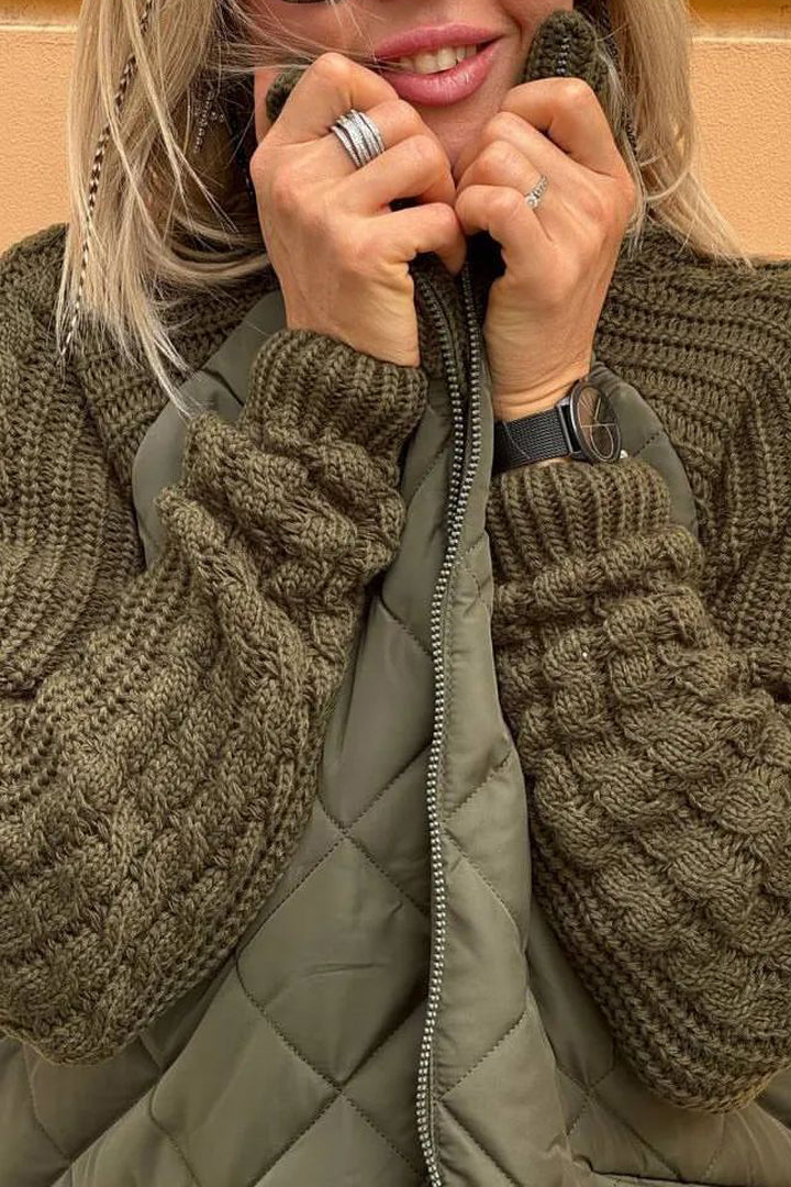 Maries - Quilted Knit-Sleeve Zip Jacket