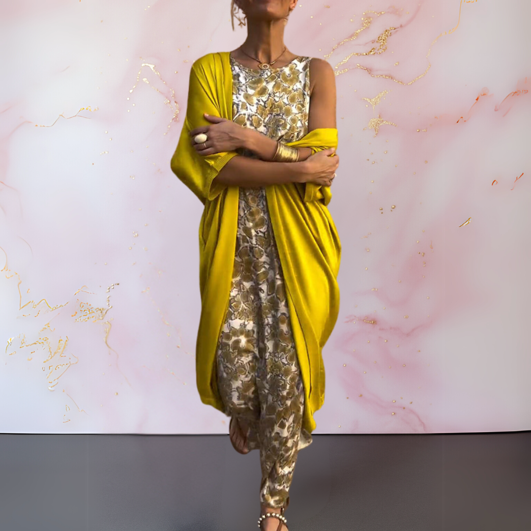 Isotta - Luxe Maxi Dress with Coordinating Shawl