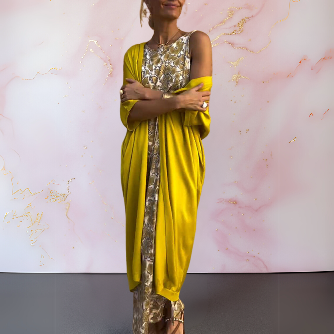 Isotta - Luxe Maxi Dress with Coordinating Shawl