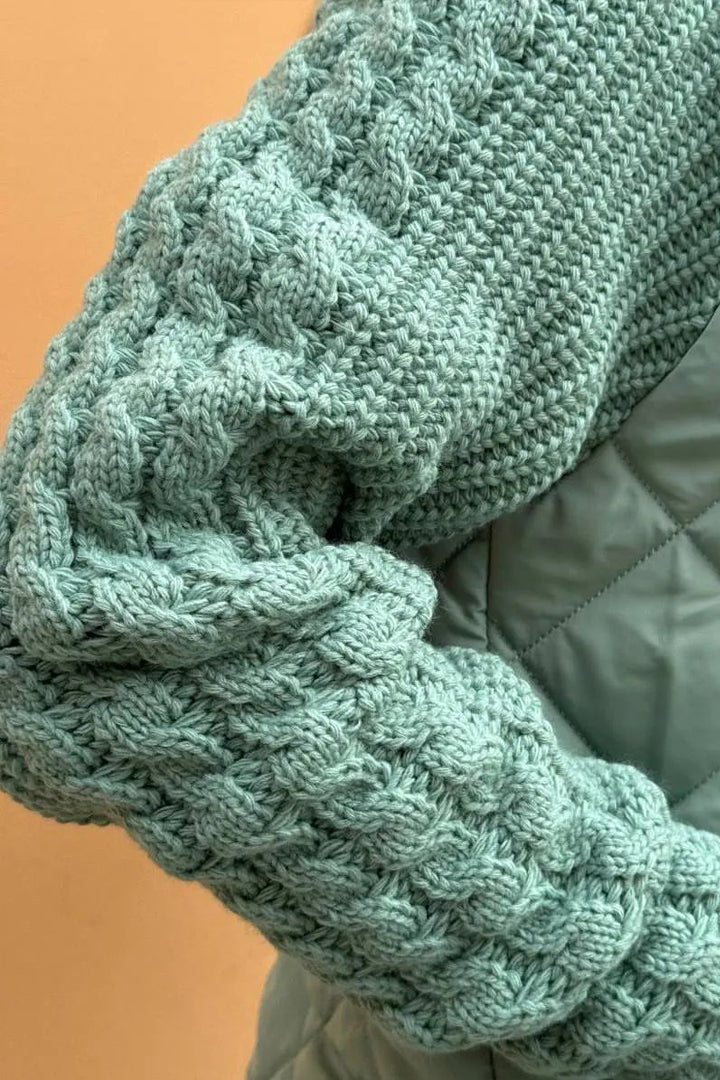 Maries - Quilted Knit-Sleeve Zip Jacket