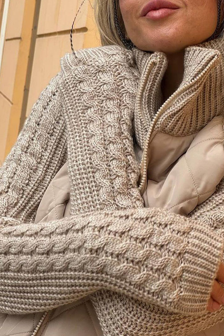 Maries - Quilted Knit-Sleeve Zip Jacket