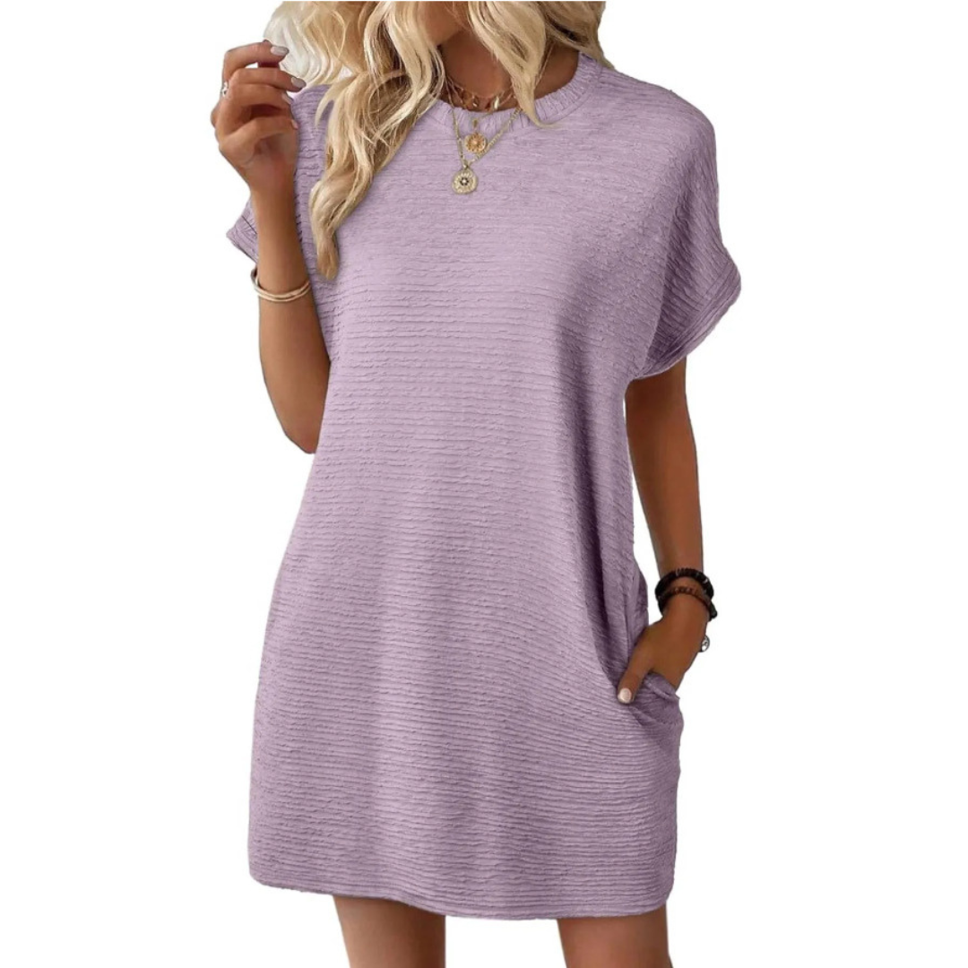 EVASHA – Casual Minimalist Round Neck Summer Dress