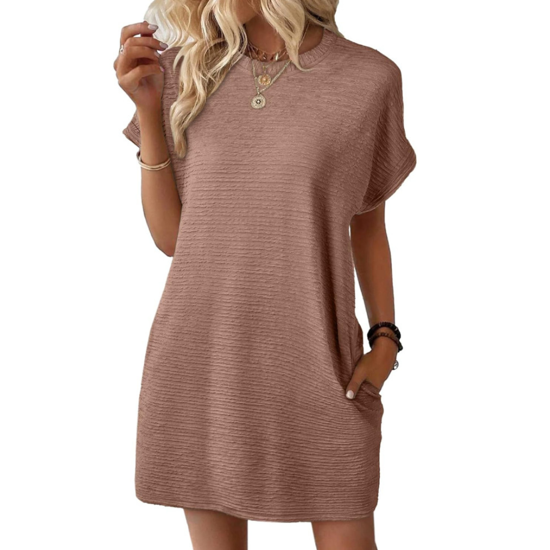 EVASHA – Casual Minimalist Round Neck Summer Dress