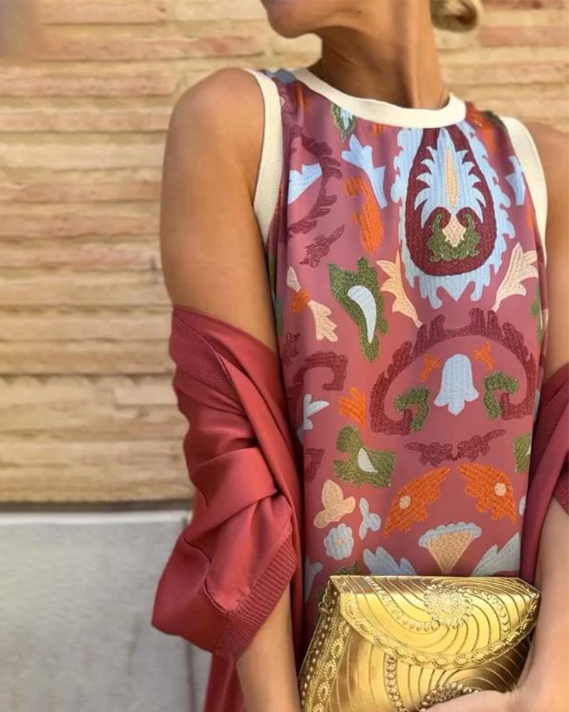 Solandra - Artistic Maxi Dress with Shawl