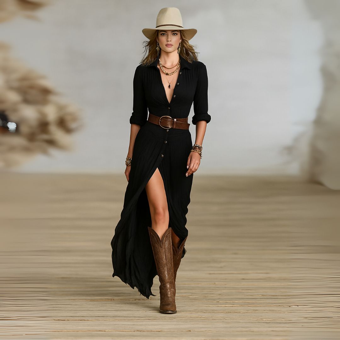 Ida - Boho Long Sleeve Split Maxi Dress