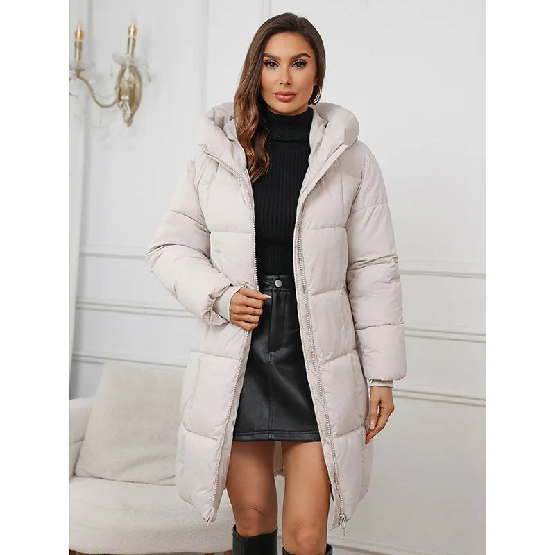 Nerina - Elegant Long Hooded Puffer Coat