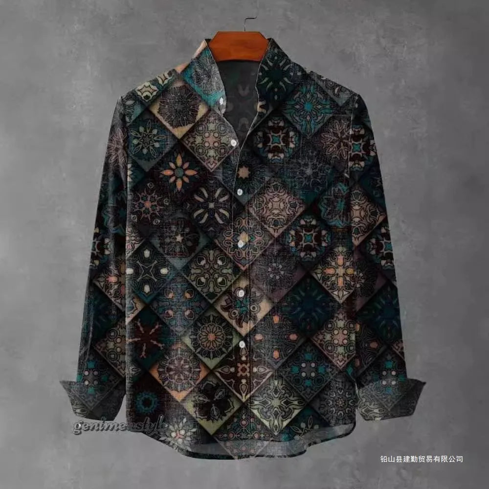 Arietta - Artistic Printed Button-Up Blouse