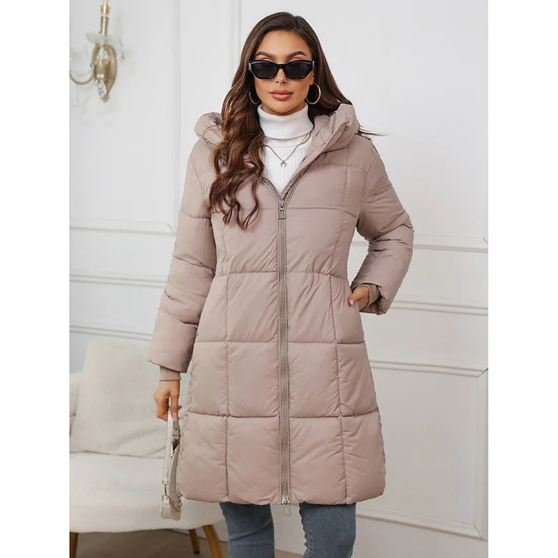 Nerina - Elegant Long Hooded Puffer Coat