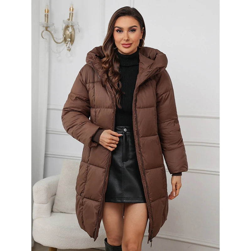 Nerina - Elegant Long Hooded Puffer Coat