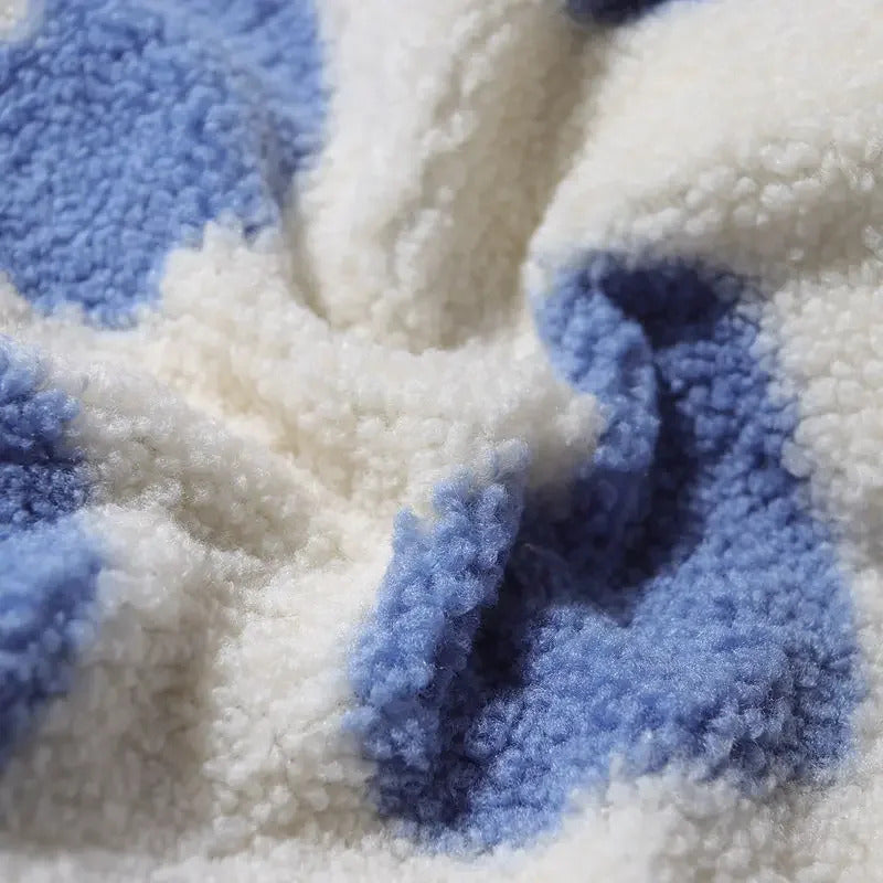 Daria - Women's Reversible Heart Print Fleece Jacket