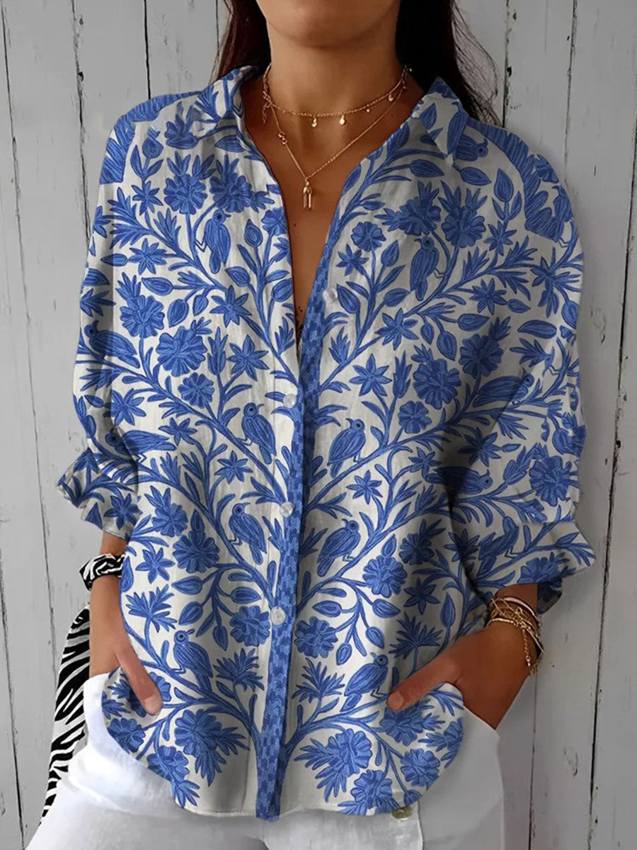 Evelyn | Blue Garden Blouse