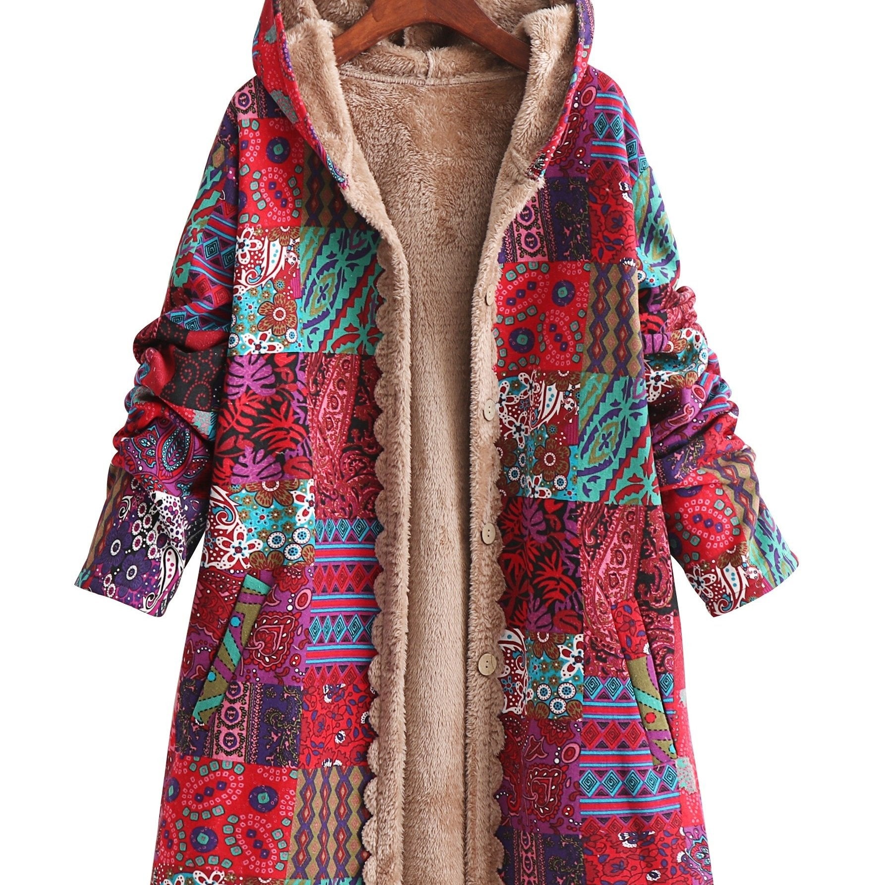 Maribel - Patchwork Coat Boho Hooded Winter Jacket