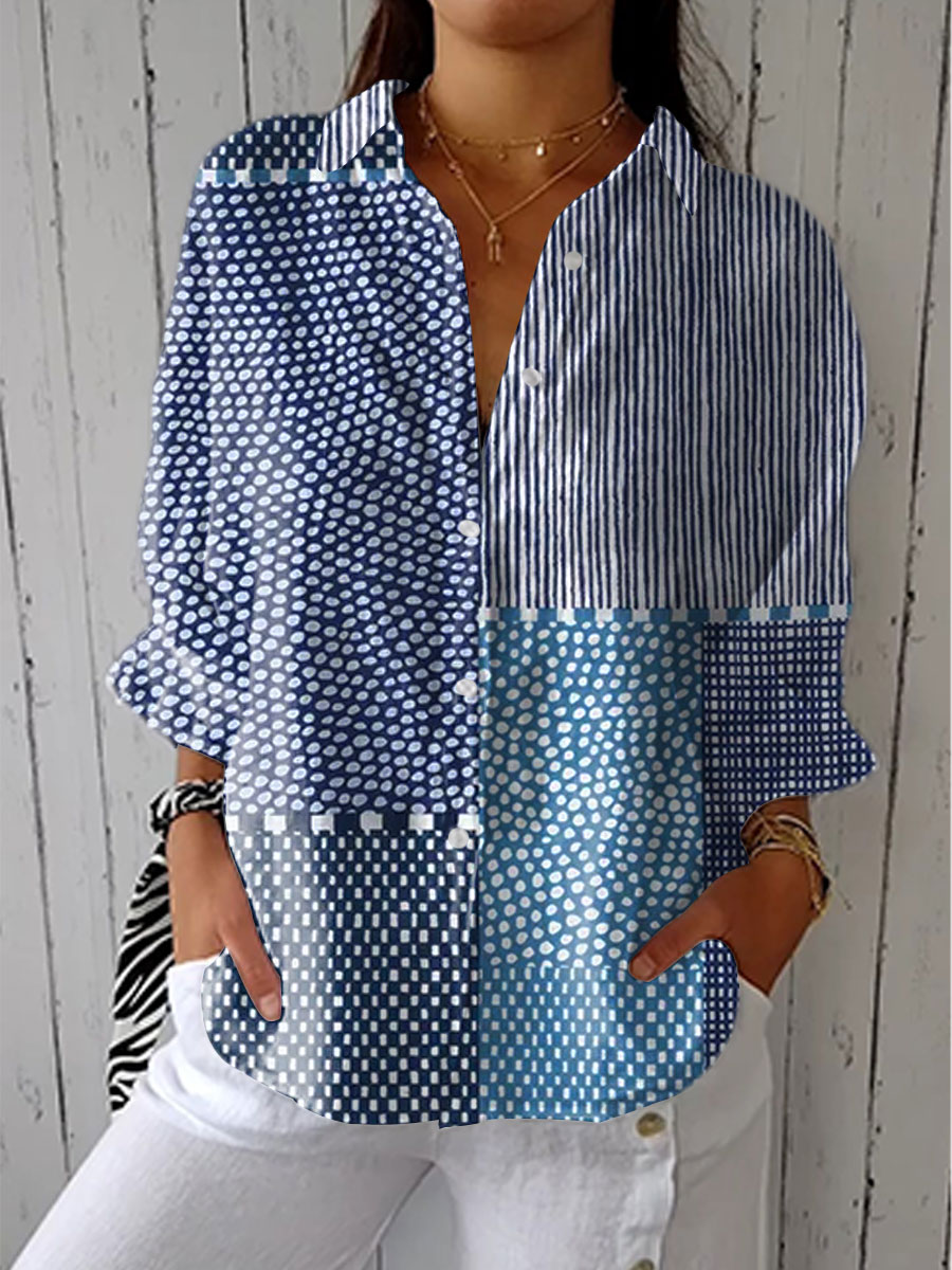 Sophia | Ocean Patchwork Blouse