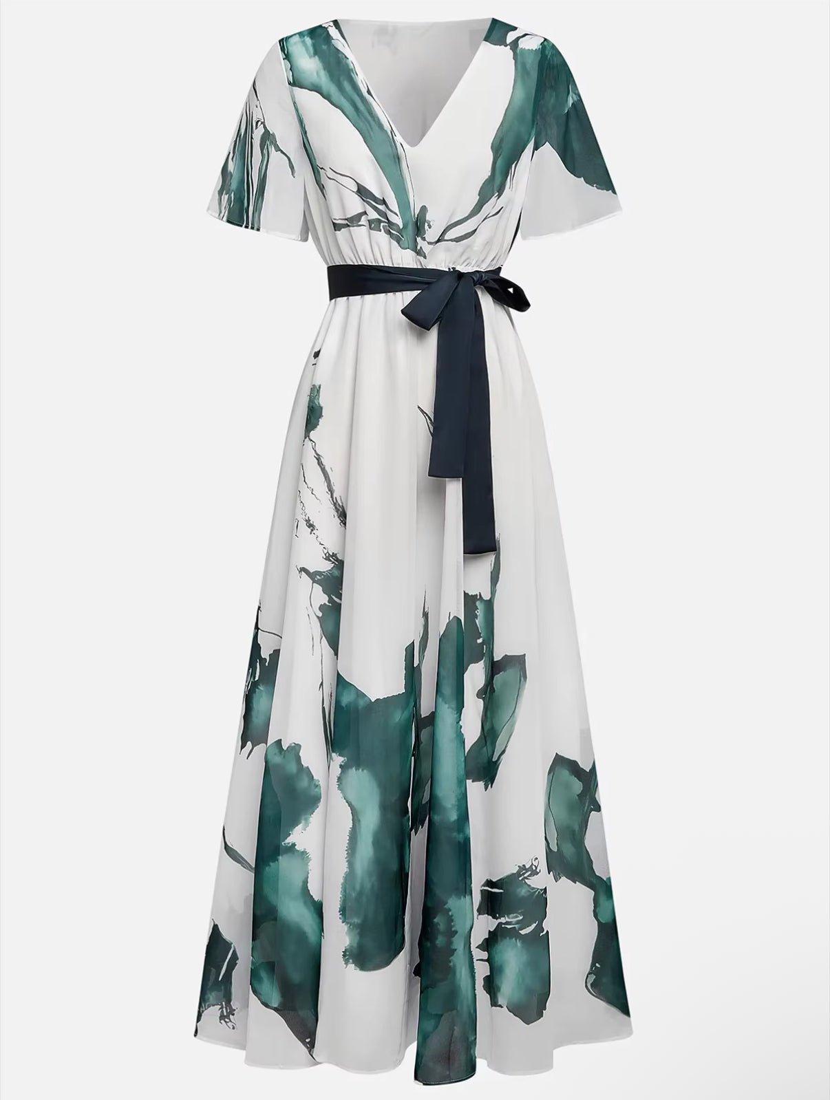 Isla - Elegant Printed Maxi Dress with Waist Tie