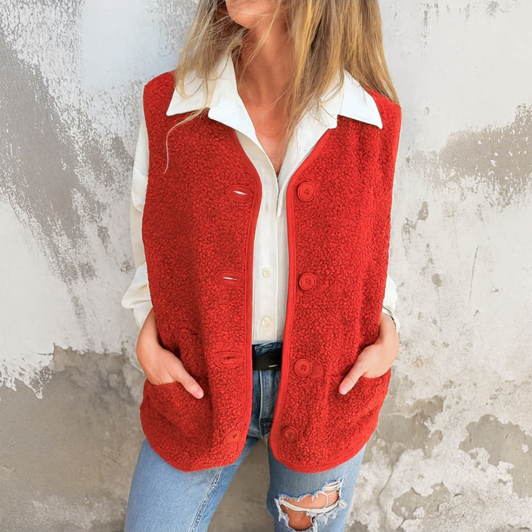 Joan - Women’s Button-Up Vest with Pockets