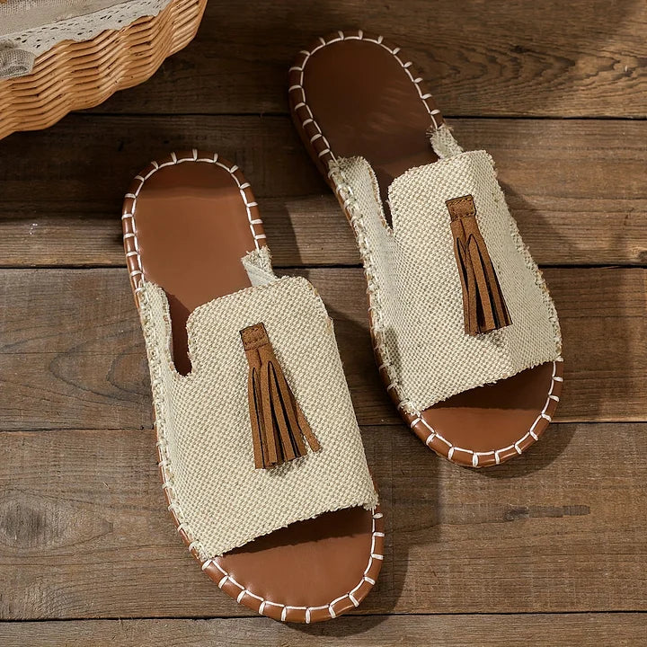 Lorraine - Boho Tassel Sandals Casual Slip-On Flats