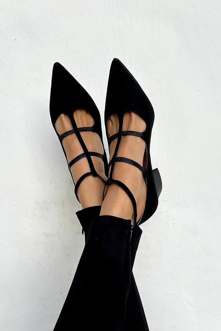 Giada - Pointed Toe Heels with Crossed Straps