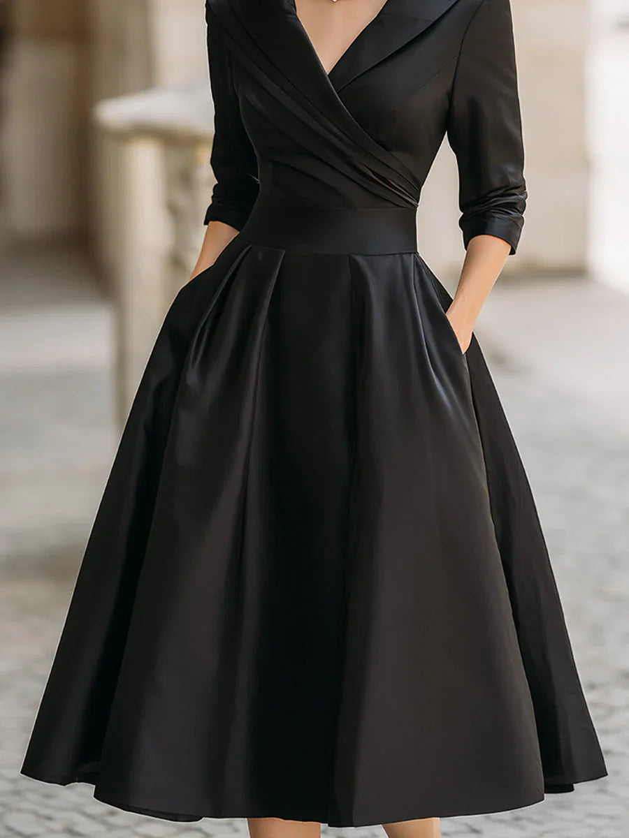 Claudia - 3/4 Sleeve A-Line Midi Dress