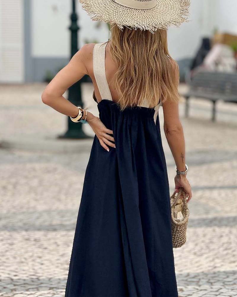 Liora - Flowing Cross-Strap Maxi Dress