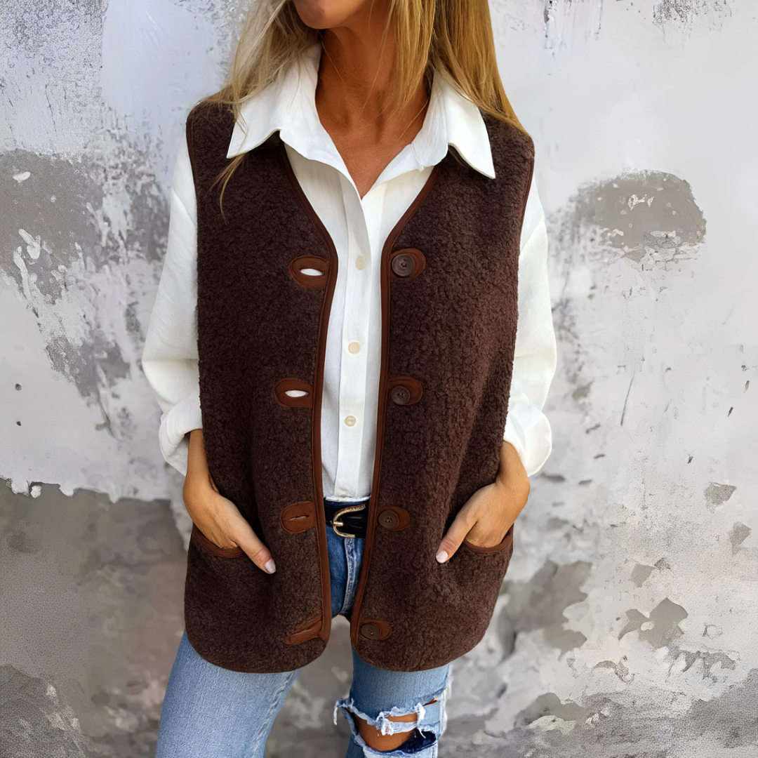 Joan - Women’s Button-Up Vest with Pockets
