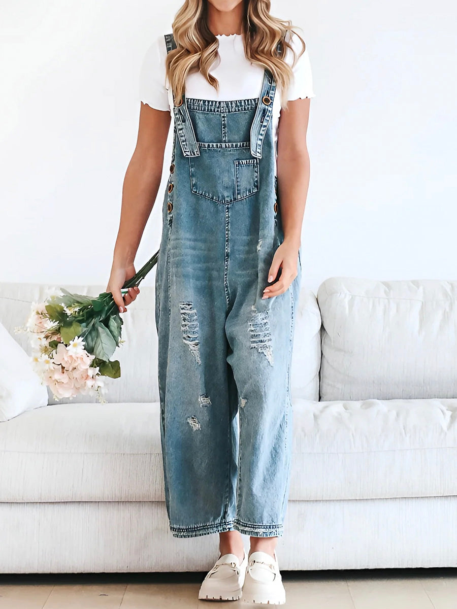 Olivia - Classic Women’s Denim Overalls with Pockets