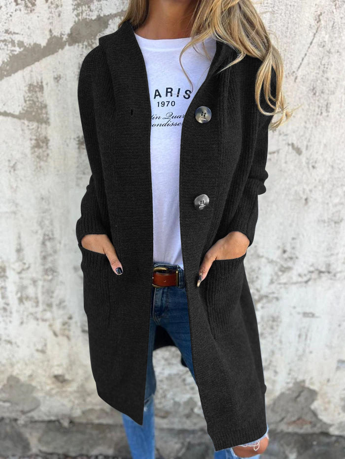 Marlo - Long Knit Hooded Cardigan with Pockets
