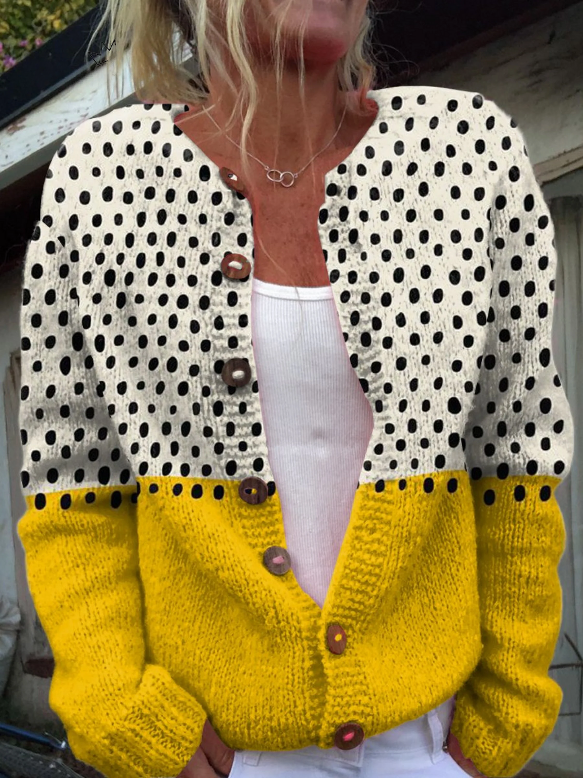 Lyra - Polka Dot Contrast Cardigan