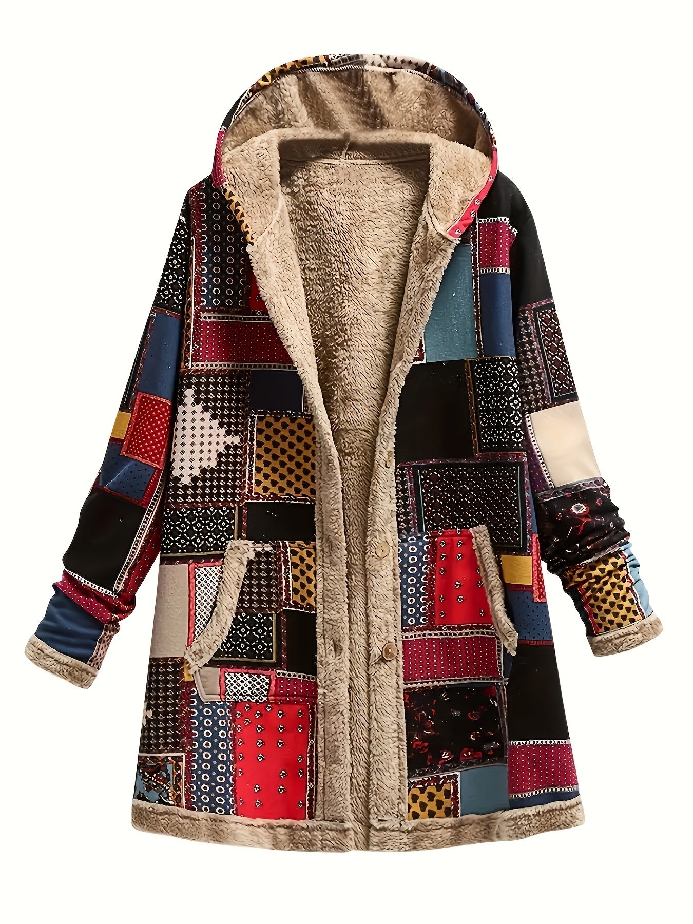 Maelle - Boho Patchwork Hooded Winter Coat