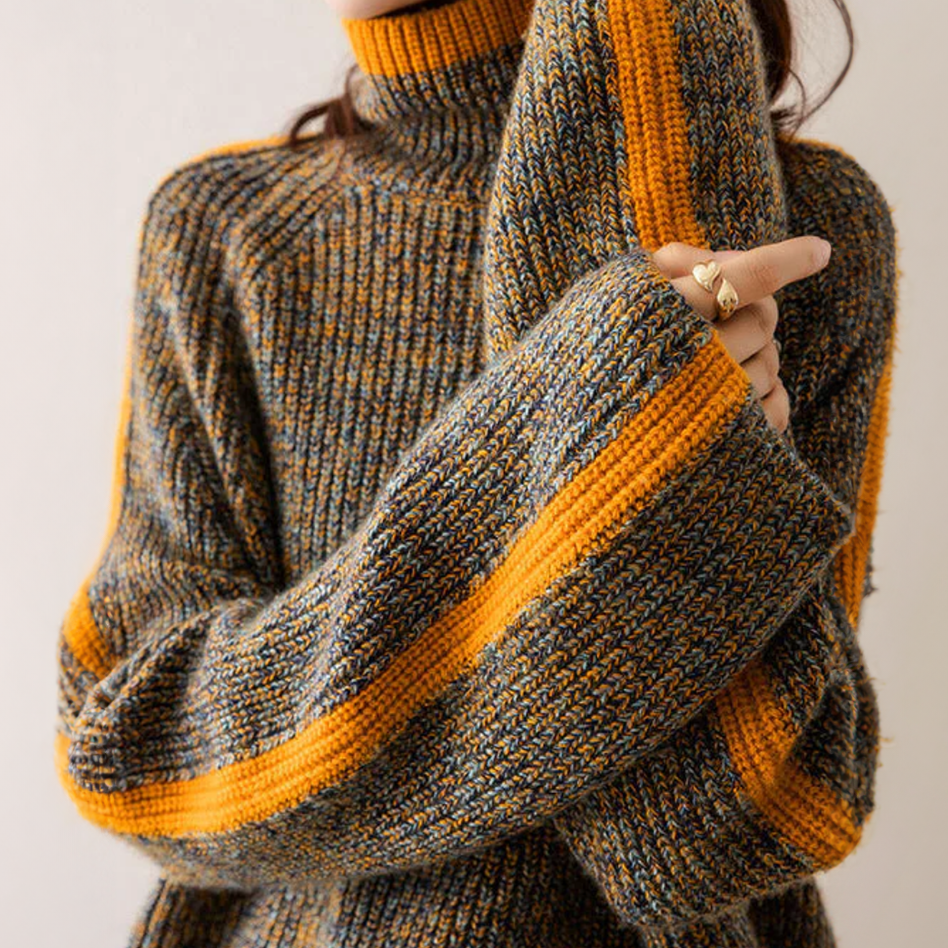 Emily - Herringbone Luxe Turtleneck