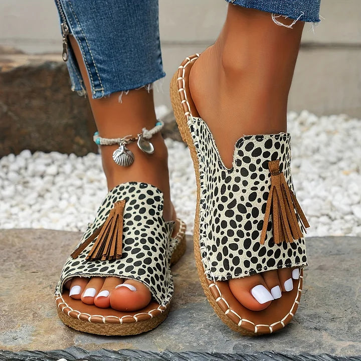 Lorraine - Boho Tassel Sandals Casual Slip-On Flats