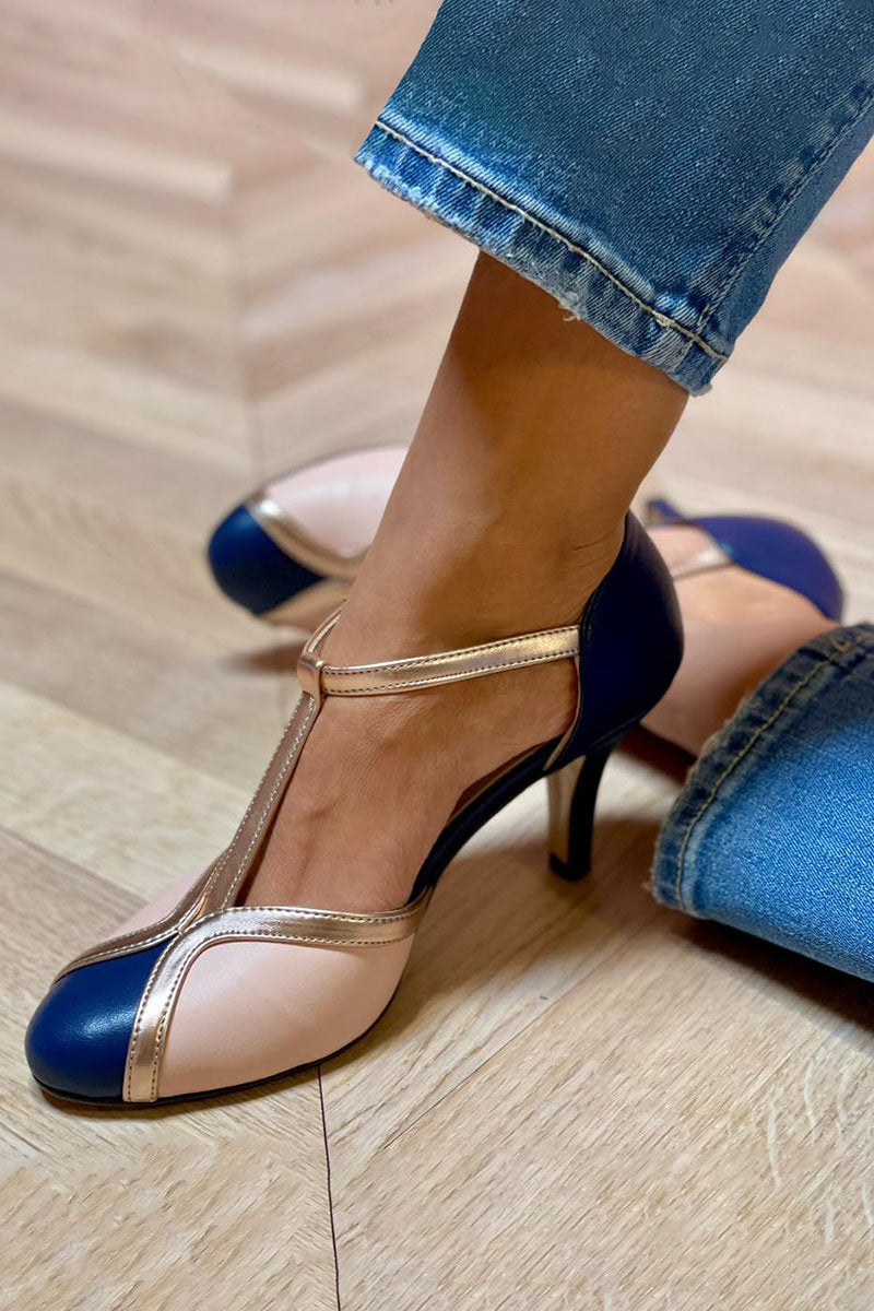 Alessia | Bunte und bequeme T-Strap-Pumps mit runder Spitze