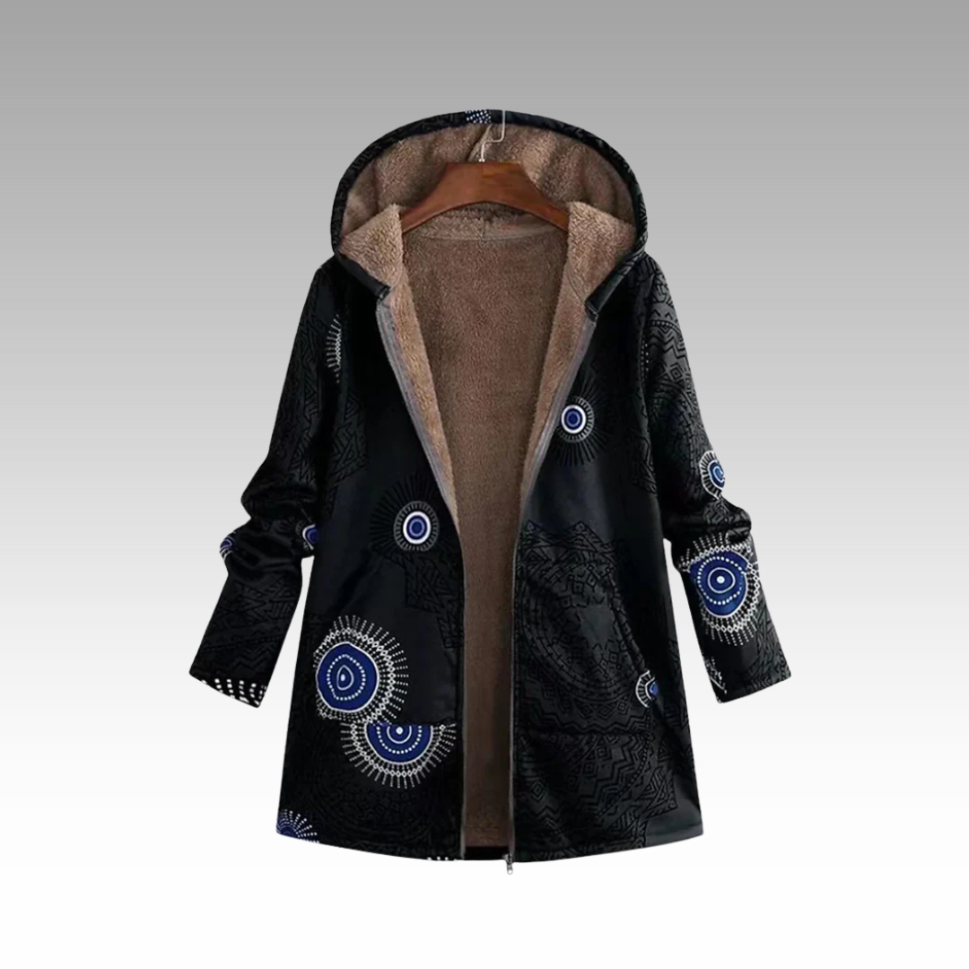 Cozeva - Bohemian Fleece-Lined Hooded Jacket