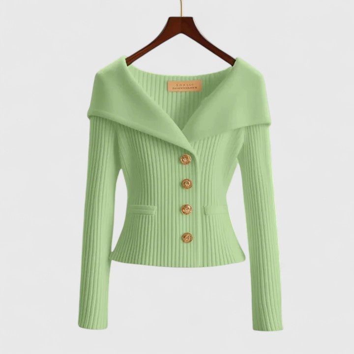 Avelora – Elegant Off-Shoulder Buttoned Top