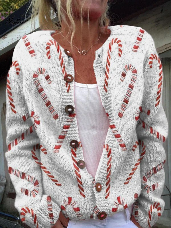 Noëlle - Festive Candy Cane Cardigan