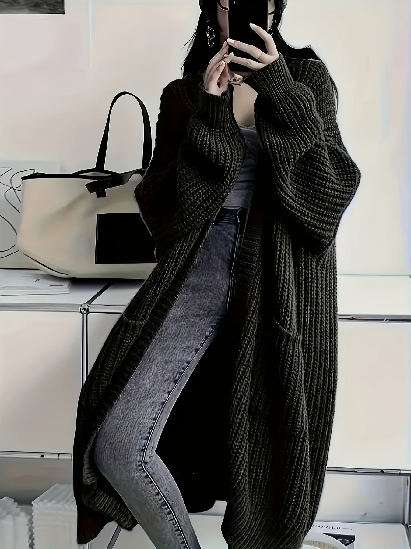 Rowan - Long Open-Front Cardigan