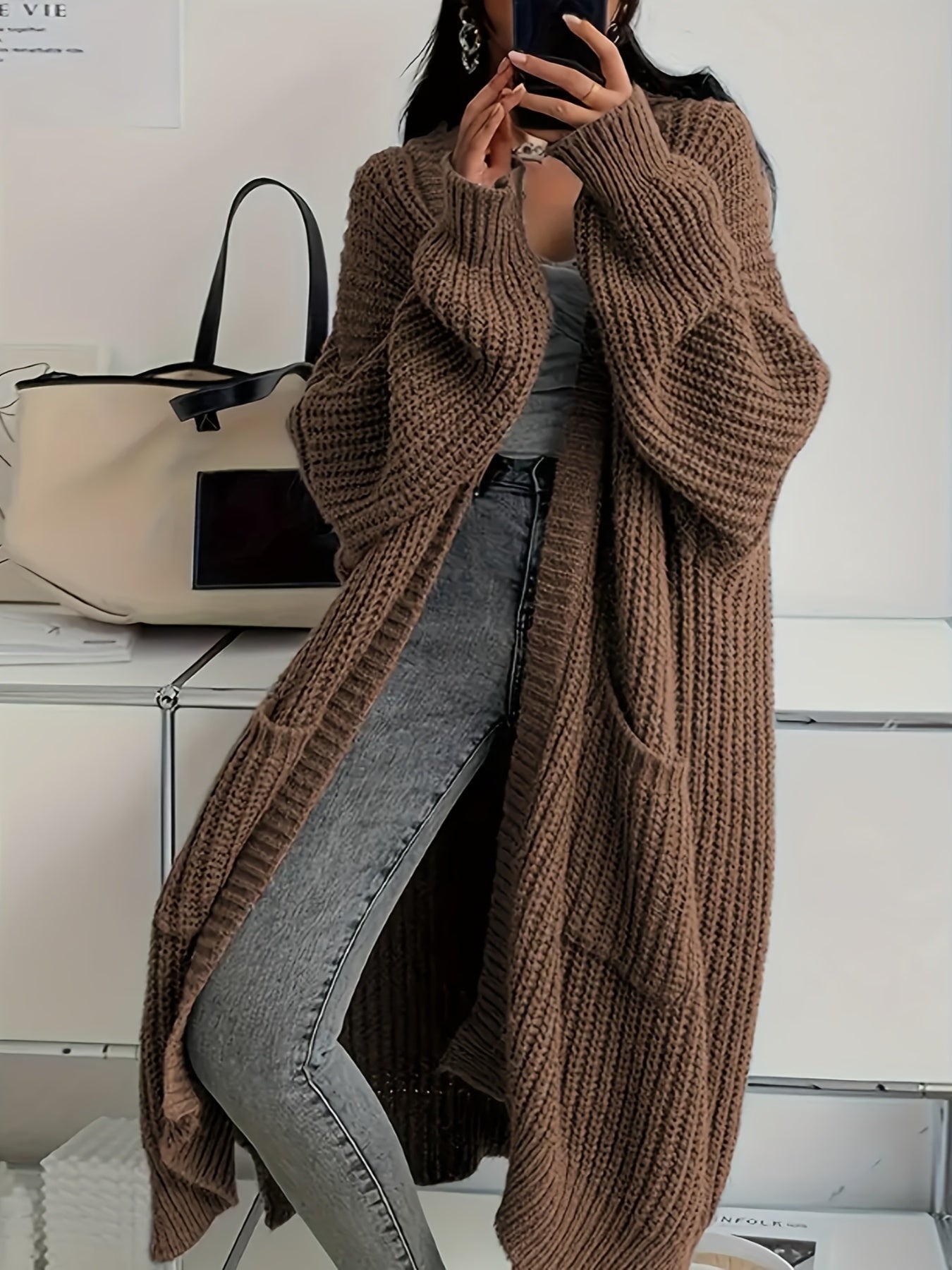 Rowan - Long Open-Front Cardigan