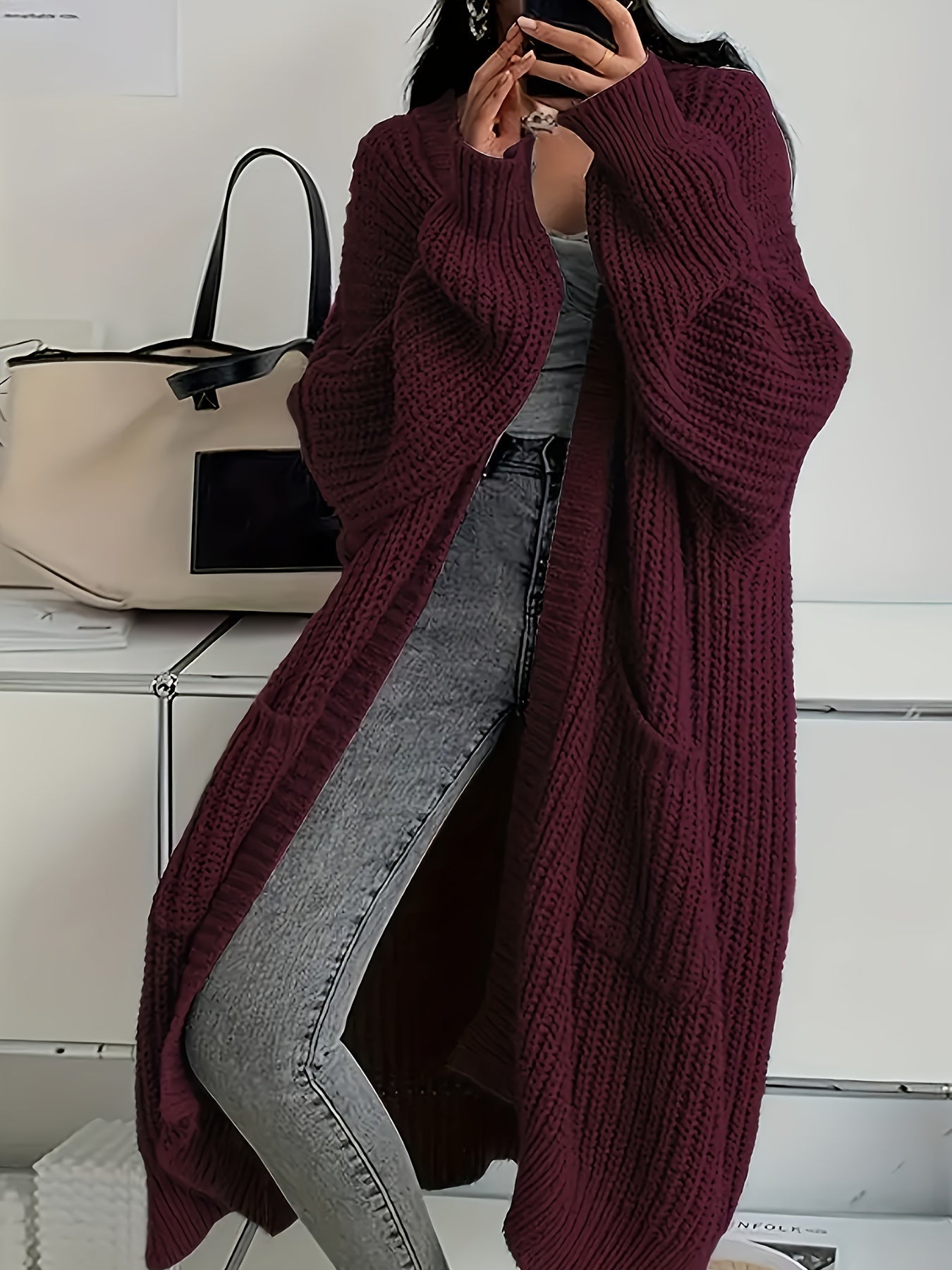 Rowan - Long Open-Front Cardigan