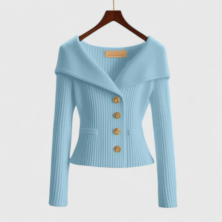 Avelora – Elegant Off-Shoulder Buttoned Top
